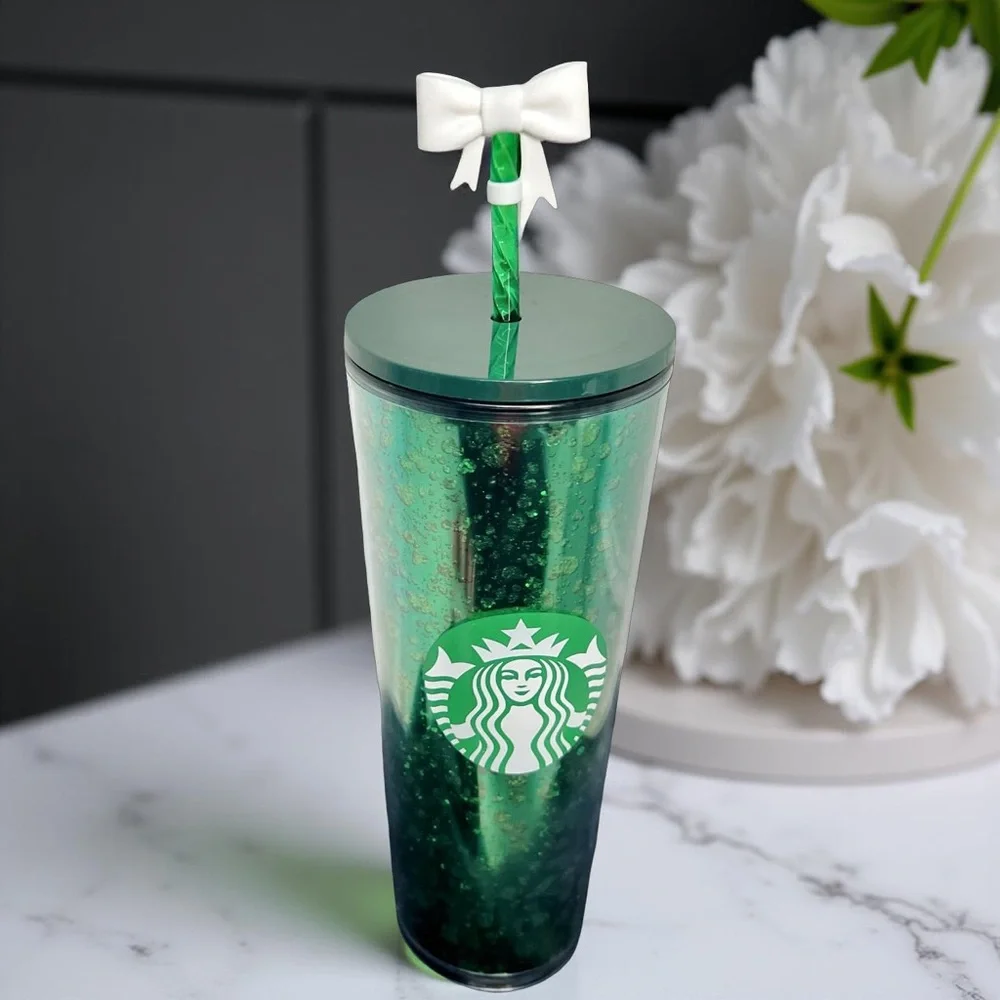 Starbucks 2019 Holiday Season Mercury Glitter Green Venti Tumbler 24 OZ